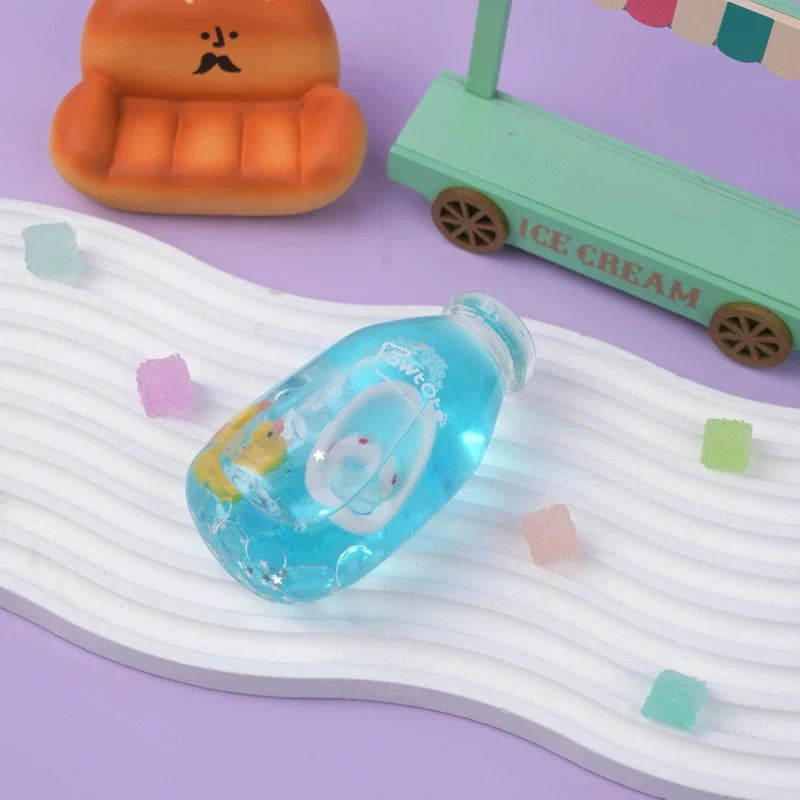 Pawtoto Liquid Glitter Bottle Squishy Toy Handmade Food Grade Silicon Creamy Clay Feel Soft Quick Rebound
