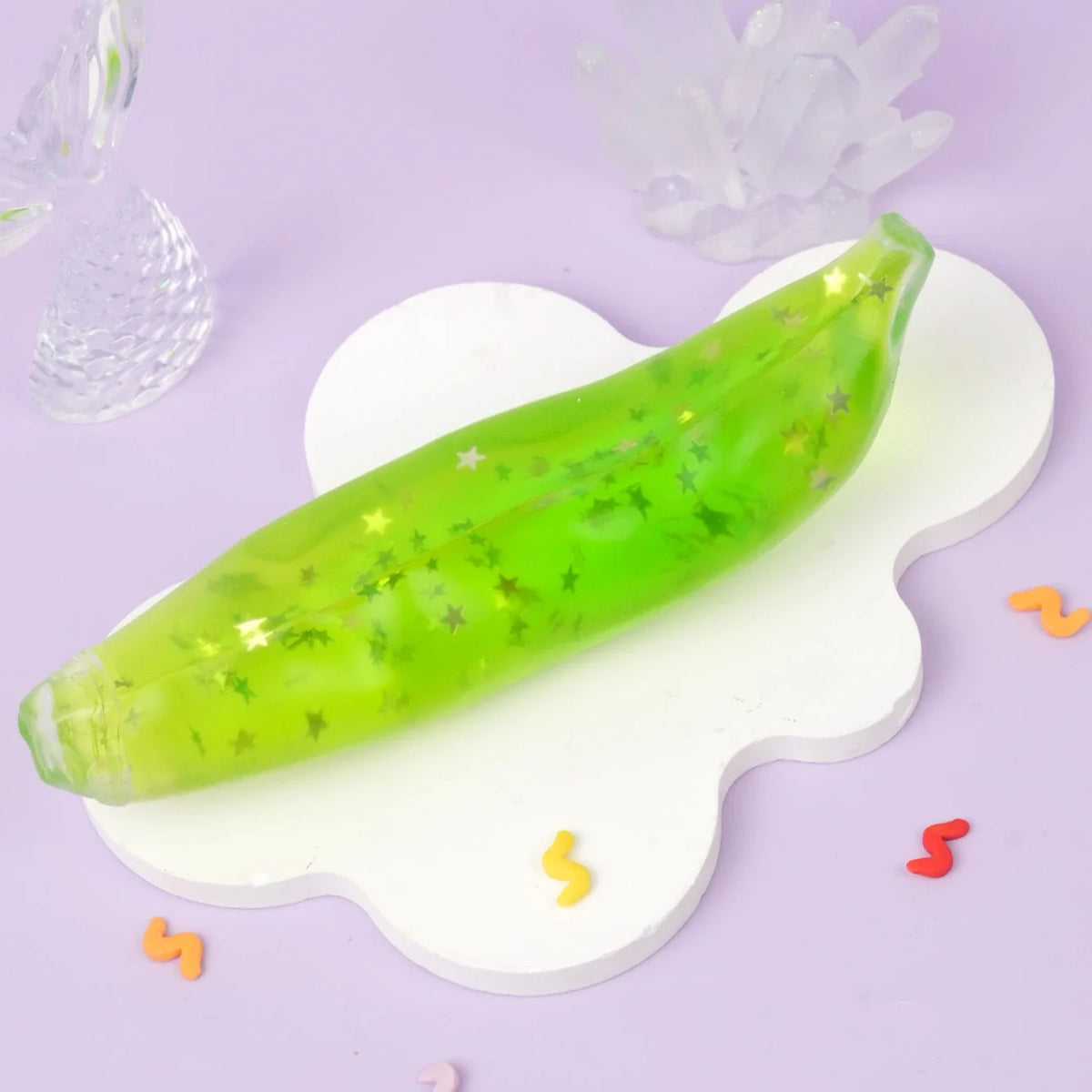 Pawtoto Soft Gel Banana - Green Sensory Toy, Stress Relief Toy, Fidget Toy, Creative Activity Gift for Teens & Adults