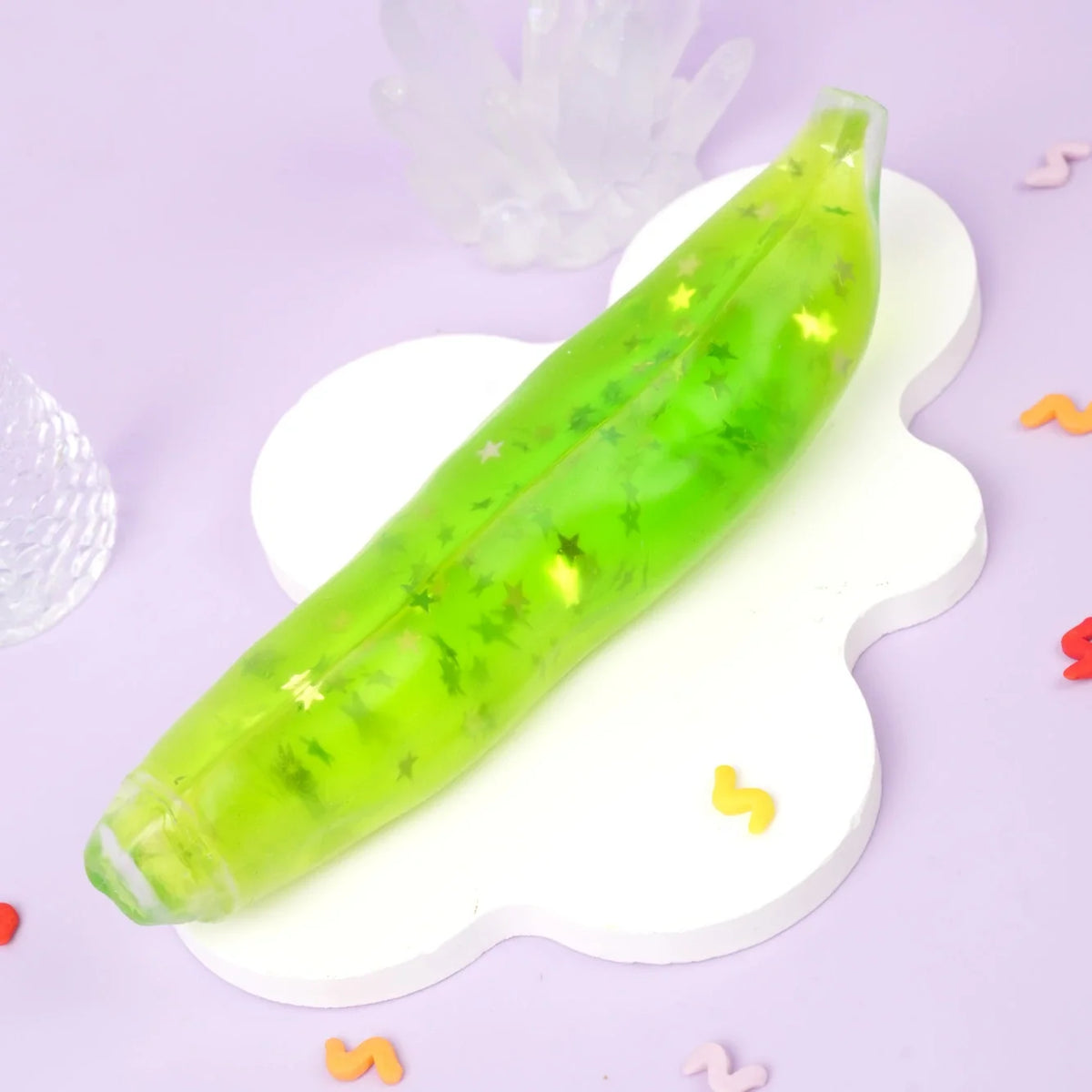 Pawtoto Soft Gel Banana - Green Sensory Toy, Stress Relief Toy, Fidget Toy, Creative Activity Gift for Teens & Adults