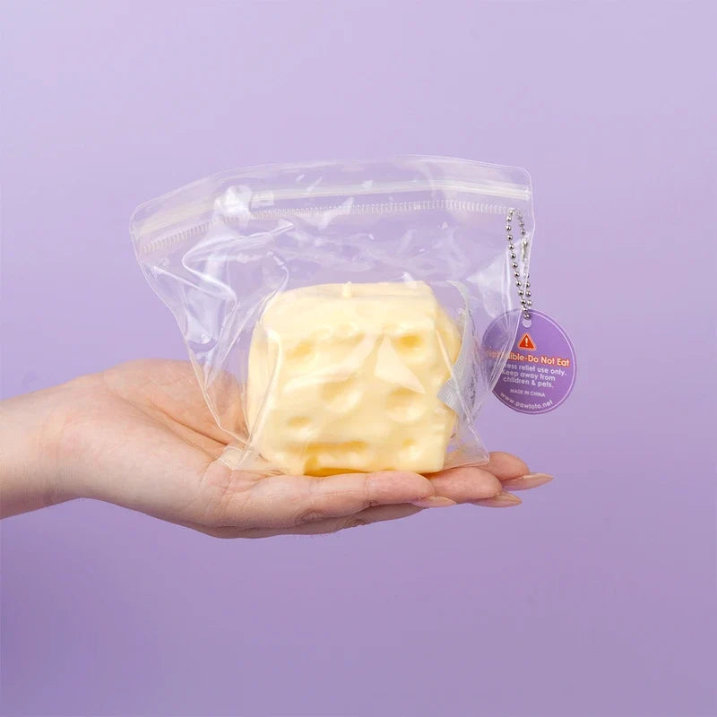 Pawtoto Small Cheese-Off white Stress Relief Toys Squishy Stressball