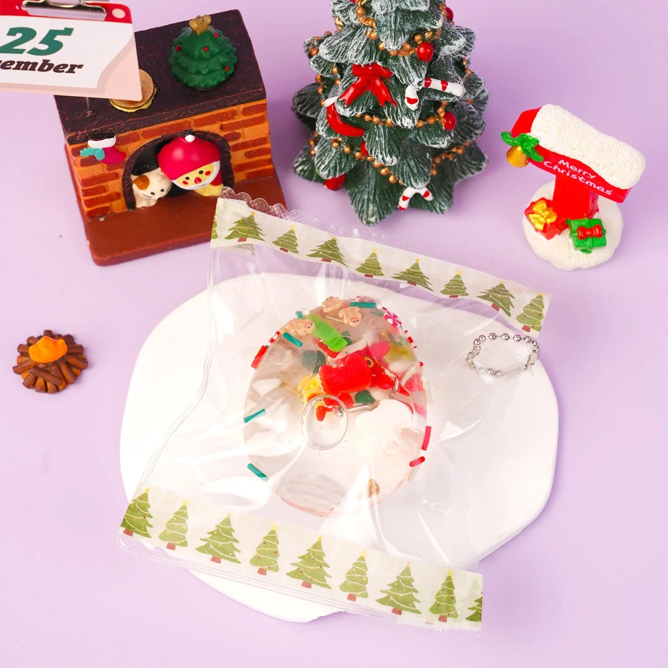 Pawtoto Christmas Clear Egg (Christmas Tree Stitched Trim) Stress Relief Toys Squishy Stressball
