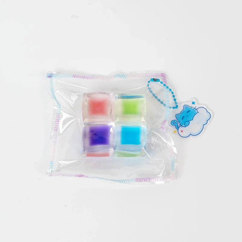 Pawtoto Four-Cube Ice: Pastel Pop Squishy Toy Handmade Food Grade Silicon Creamy Clay Feel Soft Quick Rebound