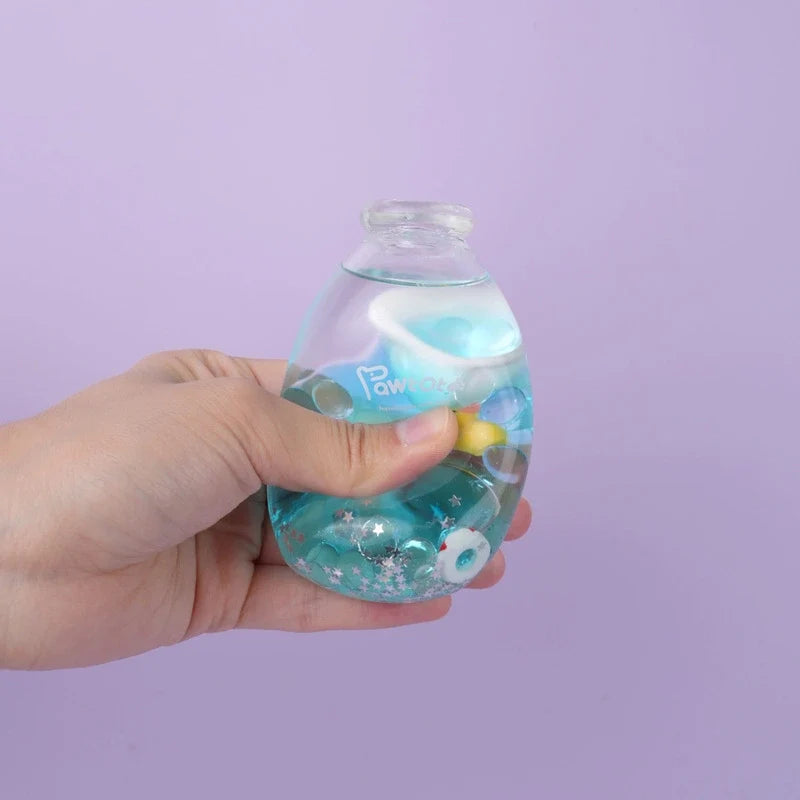 Pawtoto Liquid Glitter Bottle Squishy Toy Handmade Food Grade Silicon Creamy Clay Feel Soft Quick Rebound