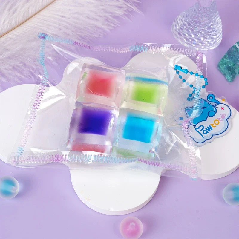 Pawtoto Four-Cube Ice: Pastel Pop Squishy Toy Handmade Food Grade Silicon Creamy Clay Feel Soft Quick Rebound