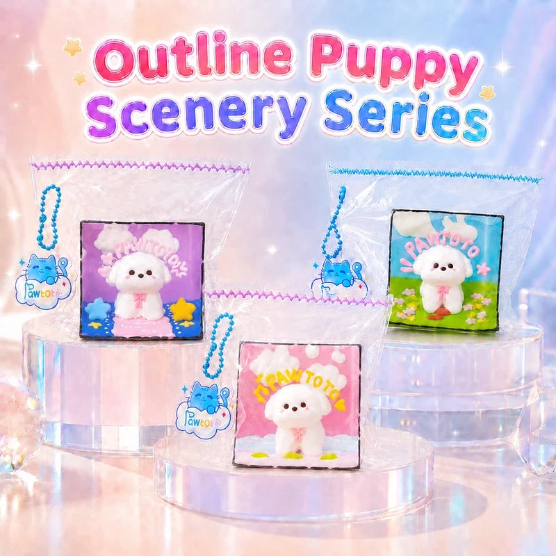 Pawtoto Outline Puppy Scenery Squishy Toy Handmade Food Grade Silicon Creamy Clay Feel Soft Quick Rebound