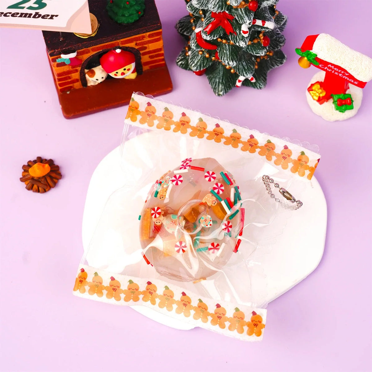 Pawtoto Christmas Clear Egg (Gingerbread Man Stitched Trim) Stress Relief Toys Squishy Stressball