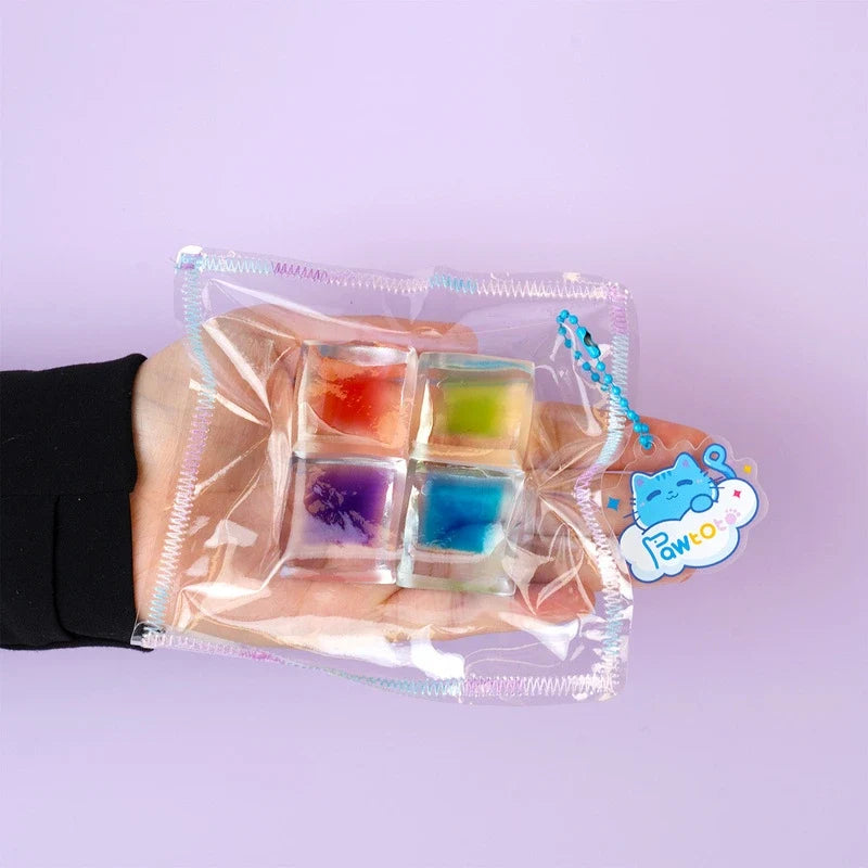 Pawtoto Four-Cube Ice: Pastel Pop Squishy Toy Handmade Food Grade Silicon Creamy Clay Feel Soft Quick Rebound
