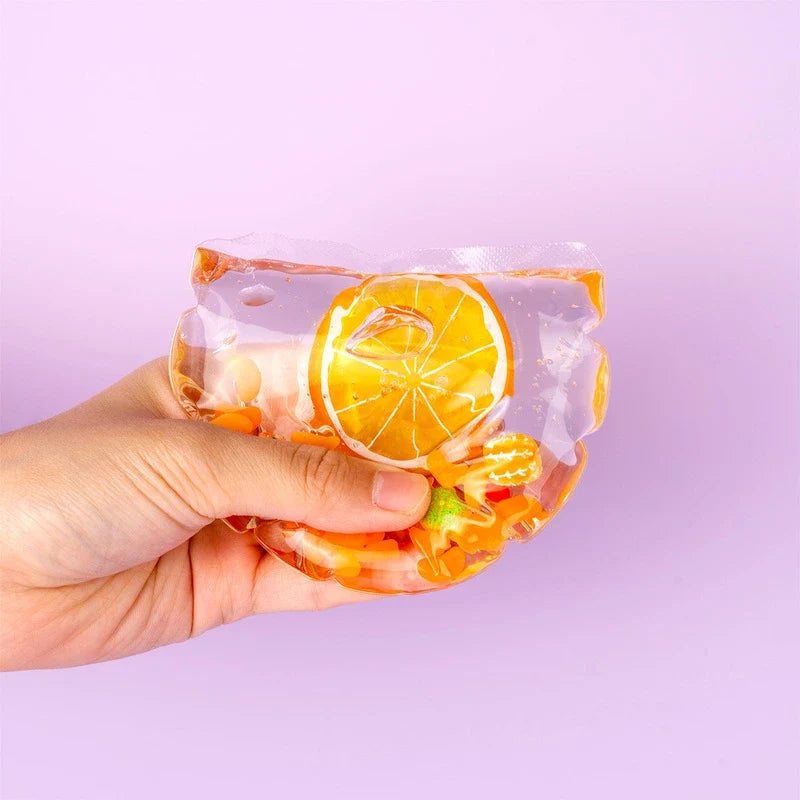 Pawtoto Balloon Squishy Bag: Orange Sparkling Water Stress Relief Toys Squishy Stressball