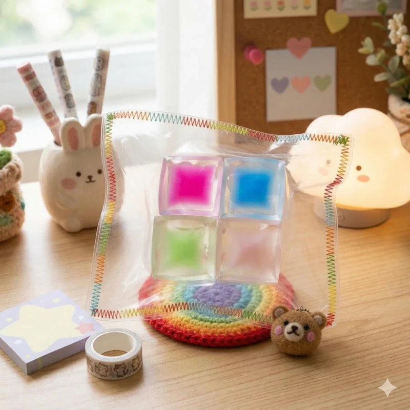 Pawtoto Four-Cube Ice: Pastel Pop Squishy Toy Handmade Food Grade Silicon Creamy Clay Feel Soft Quick Rebound