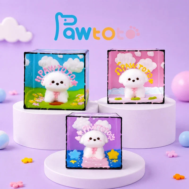 Pawtoto Outline Puppy Scenery Squishy Toy Handmade Food Grade Silicon Creamy Clay Feel Soft Quick Rebound