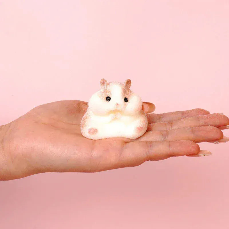 Pawtoto Flocked Hamster Squishy Toy Handmade Food Grade Silicon Creamy Clay Feel Soft Quick Rebound