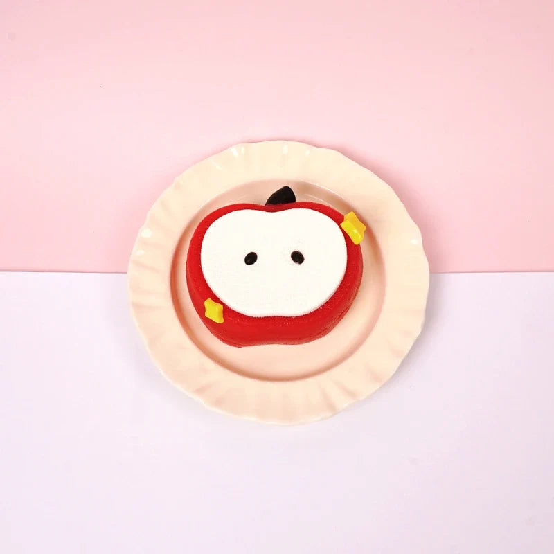Pawtoto Knitted Apple Red Squishy Toy Handmade Food Grade Silicon Creamy Clay Feel Soft Quick Rebound