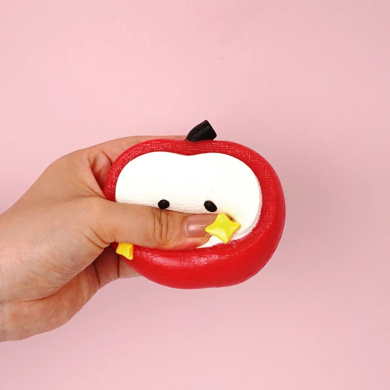 Pawtoto Knitted Apple Red Squishy Toy Handmade Food Grade Silicon Creamy Clay Feel Soft Quick Rebound