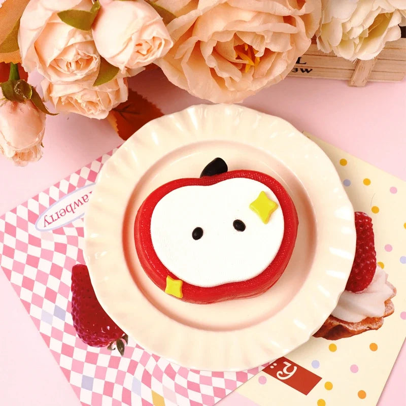 Pawtoto Knitted Apple Red Squishy Toy Handmade Food Grade Silicon Creamy Clay Feel Soft Quick Rebound