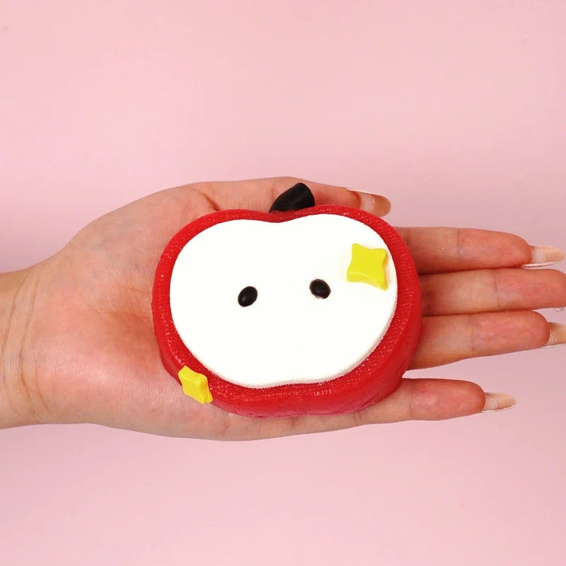 Pawtoto Knitted Apple Red Squishy Toy Handmade Food Grade Silicon Creamy Clay Feel Soft Quick Rebound