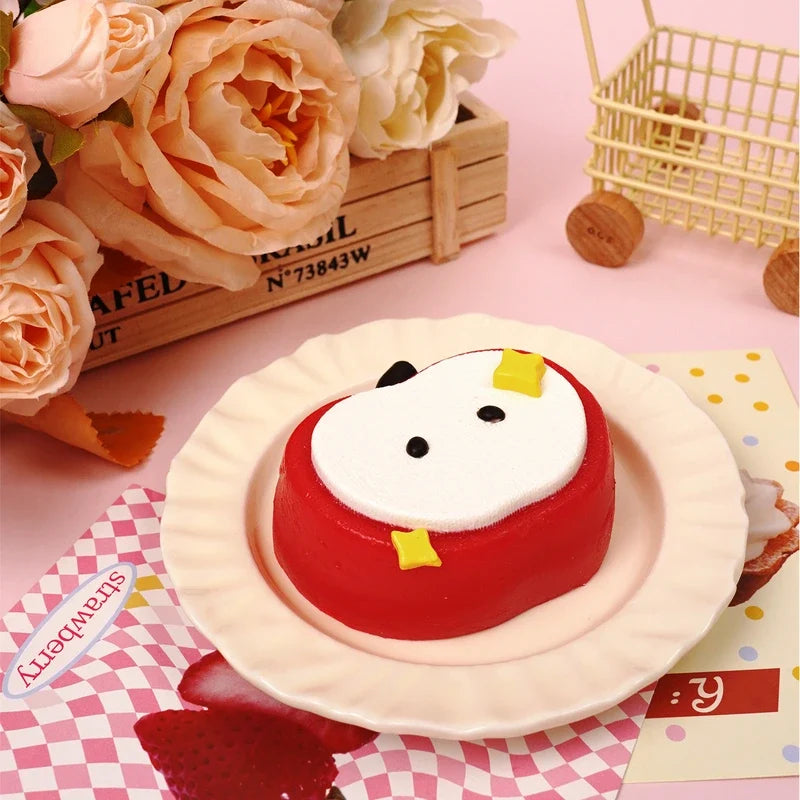 Pawtoto Knitted Apple Red Squishy Toy Handmade Food Grade Silicon Creamy Clay Feel Soft Quick Rebound